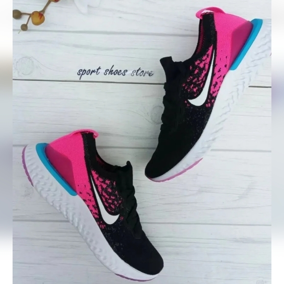 6 WOMEN'S NIKE EPIC REACT FLYKNIT 2 BLACK PINK WHITE RUNNING SNEAKERS AQ…